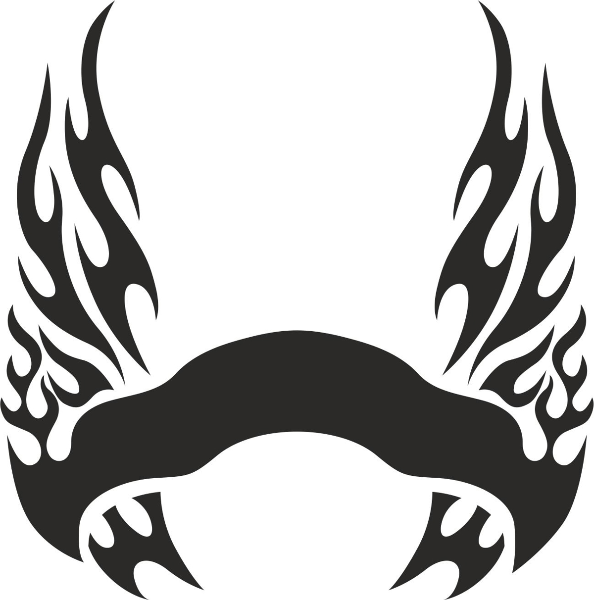 طرح فایل وکتوری برچسب شعله های هود مناسب برای استفاده در دستگاه های cnc چوب و cnc لیزر - hood flames sticker silhouette vector cdr file