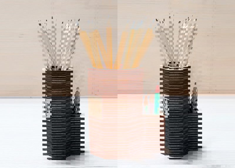 طرح پایه مداد تخته سه لا مناسب برای استفاده در دستگاه های cnc چوب و cnc لیزر - laser cut plywood pencil stand