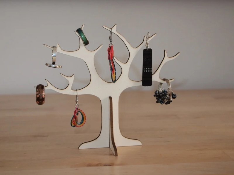 طرح جا حلقه ای درخت مناسب برای استفاده در دستگاه های cnc چوب و cnc لیزر - laser cut tree ring holder dxf file