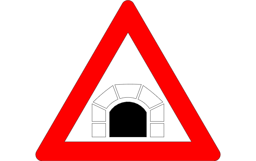 طرح تابلو جاده ای تونل پیش رو مناسب برای استفاده در دستگاه های cnc چوب و cnc لیزر - road sign tunnel ahead dxf file