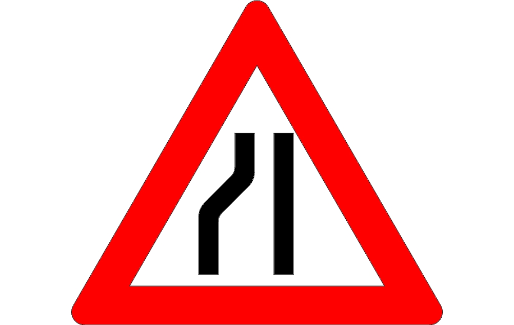طرح تابلوی باریک جاده در سمت چپ، مناسب برای استفاده در دستگاه های cnc چوب و cnc لیزر - road narrow sign on the left dxf file