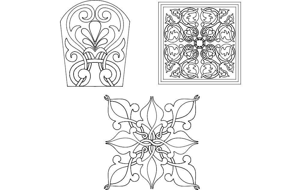 طرح گل مناسب برای استفاده در دستگاه های cnc چوب و cnc لیزر - flower designs dxf file
