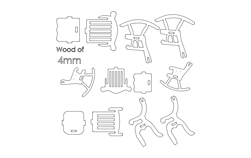 طرح سه بعدی صندلی مناسب برای استفاده در دستگاه های cnc چوب و cnc لیزر - chairs 3d dxf file