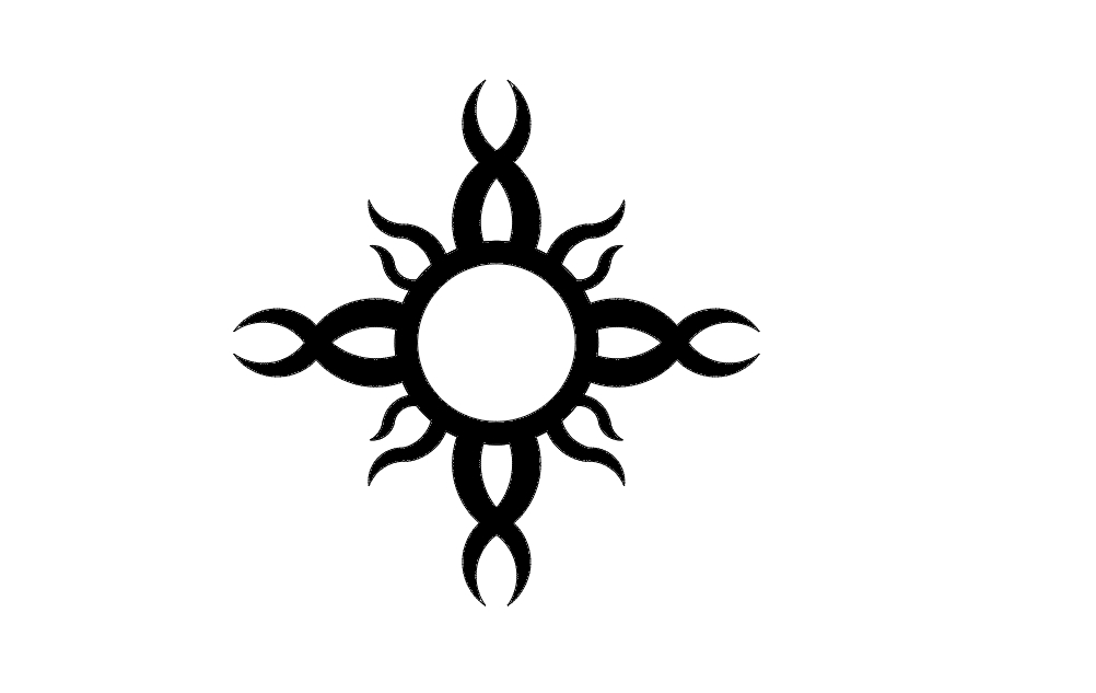 طرح خورشید قبیله‌ای مناسب برای استفاده در دستگاه های cnc چوب و cnc لیزر - tribal sun dxf file