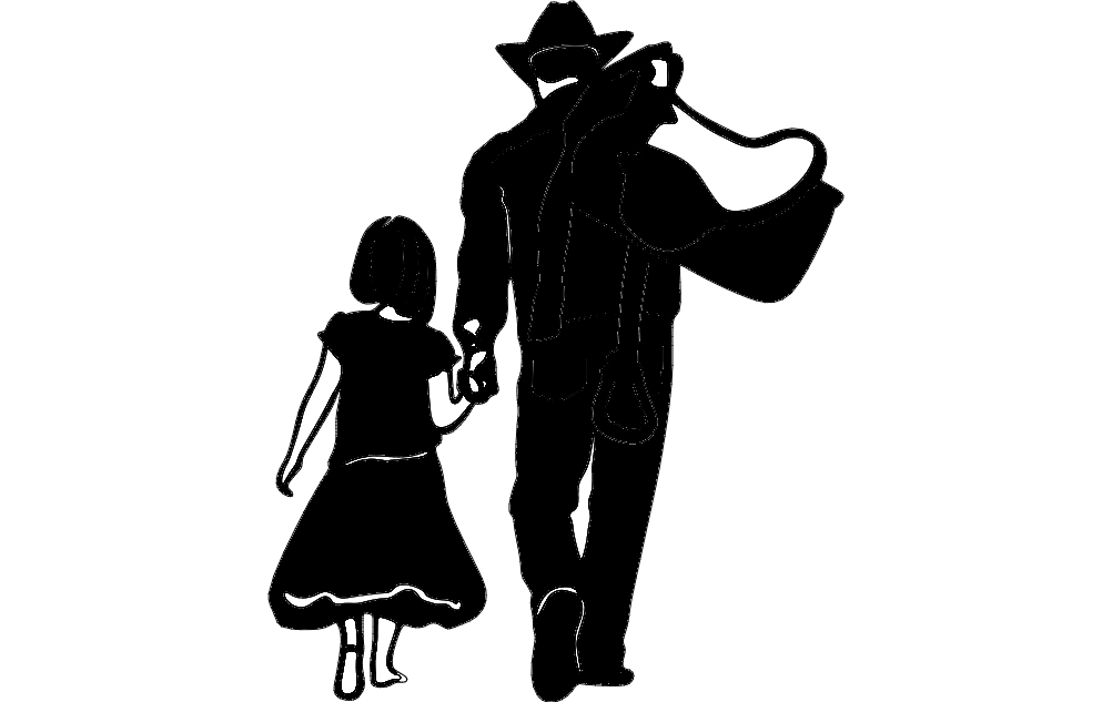 طرح پسر گاو دختر مناسب برای استفاده در دستگاه های cnc چوب و cnc لیزر - cow boy daughter dxf file