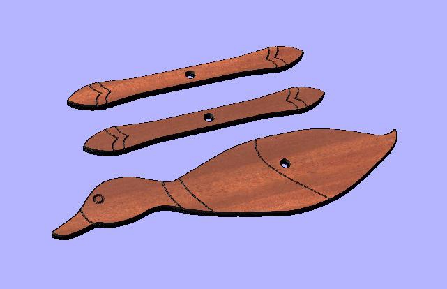 طرح چرخ فلک اردک مناسب برای استفاده در دستگاه های cnc چوب و cnc لیزر - duck whirligig dxf