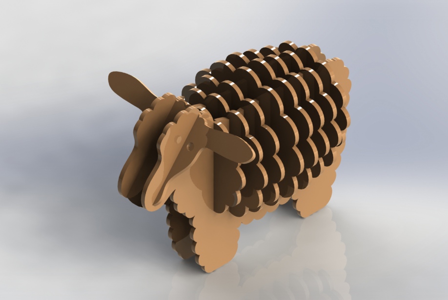 طرح الگوی پازل سه بعدی گوسفند مناسب برای استفاده در دستگاه های cnc چوب و cnc لیزر - sheep 3d puzzle pattern dxf file