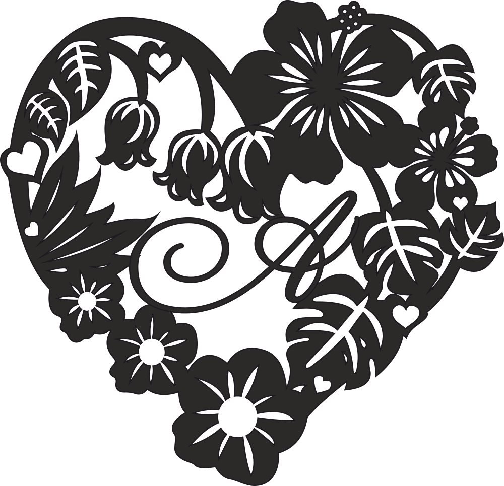 طرح قاب گل رز قلب ولنتاین مناسب برای استفاده در دستگاه های cnc چوب و cnc لیزر - valentine heart rose flower frame cdr file