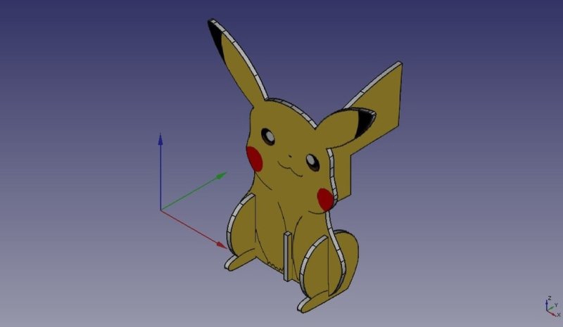 طرح فیگور مدل مونتاژ پیکاچو مناسب برای استفاده در دستگاه های cnc چوب و cnc لیزر - laser cut pikachu assembly model figure