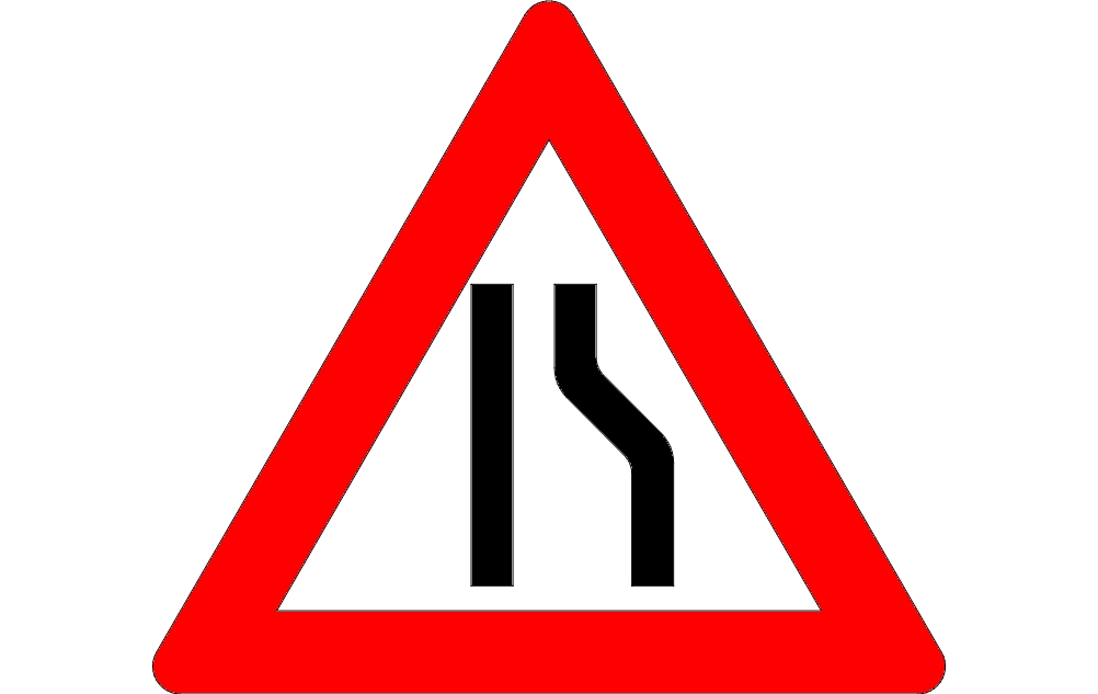 طرح تابلوی باریک جاده در سمت راست، مناسب برای استفاده در دستگاه های cnc چوب و cnc لیزر - road narrow sign on the right dxf file