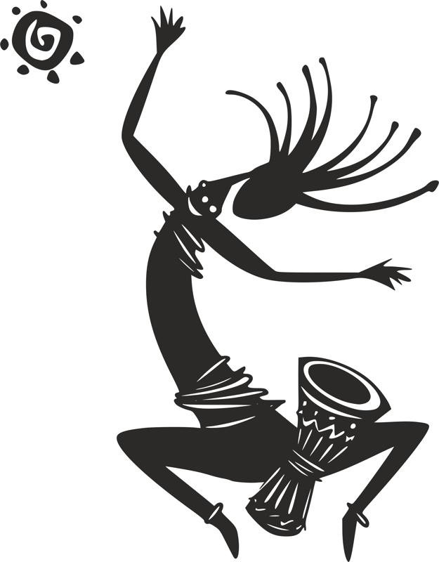 طرح وکتور فیگور رقص کوکوپلی مناسب برای استفاده در دستگاه های cnc چوب و cnc لیزر - kokopelli figure dancing vector dxf file