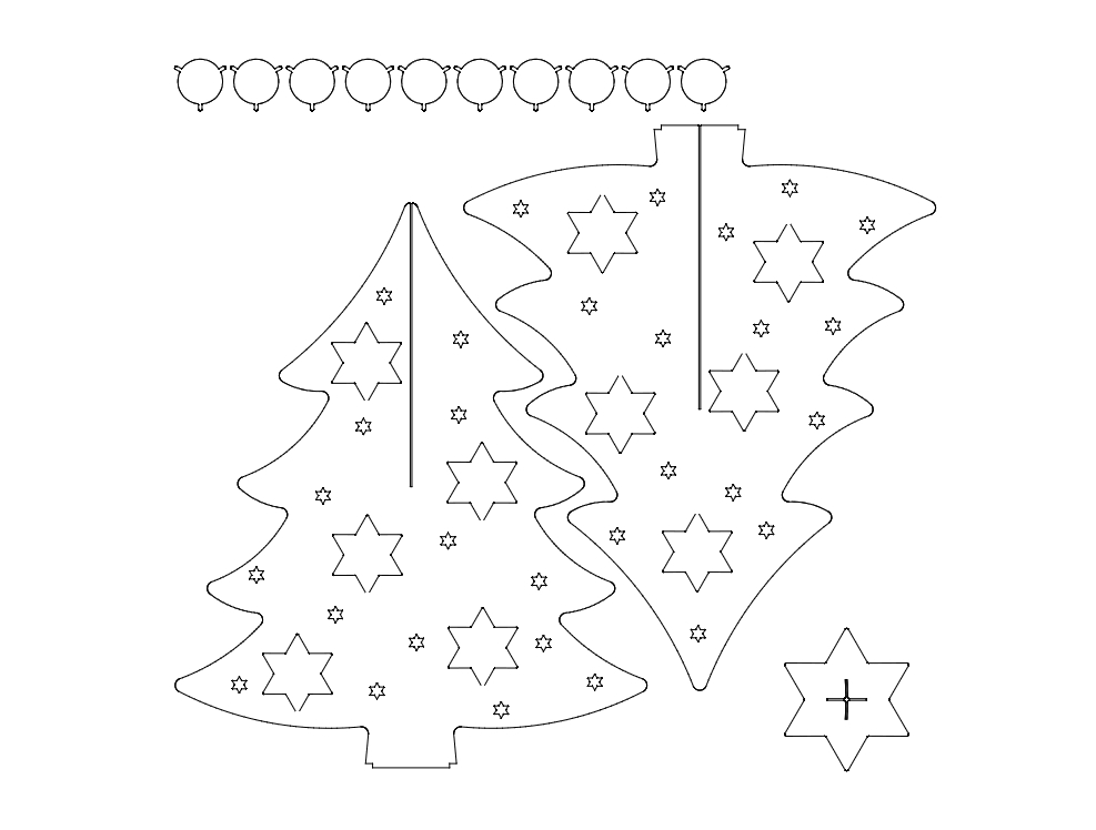 طرح درخت کریسمس weihnachtsbaum مناسب برای استفاده در دستگاه های cnc چوب و cnc لیزر - weihnachtsbaum christmas tree dxf file
