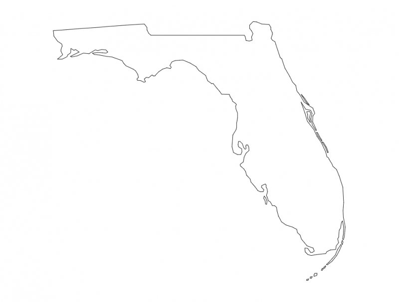 طرح نقشه ایالت فلوریدا مناسب برای استفاده در دستگاه های cnc چوب و cnc لیزر - florida state map fl dxf file