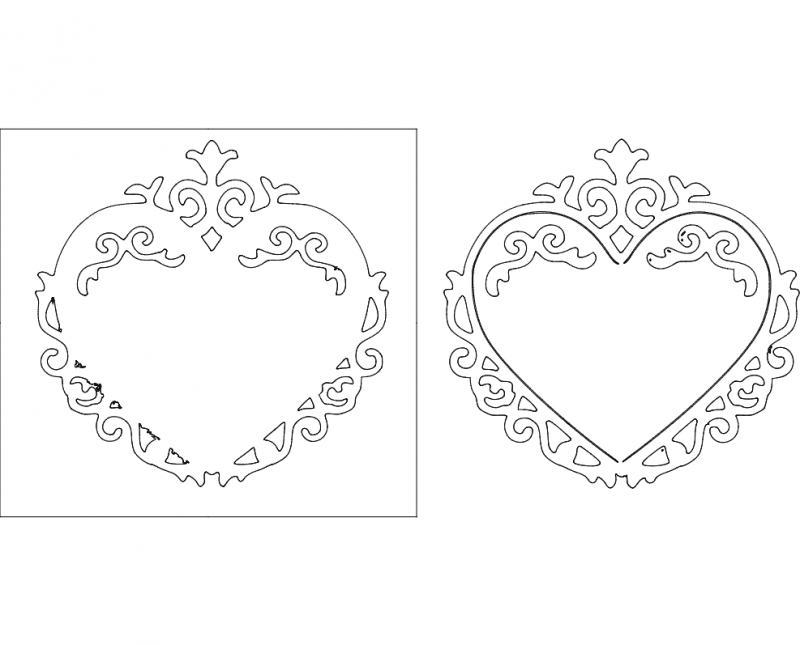 طرح قاب قلب شماره 10 مناسب برای استفاده در دستگاه های cnc چوب و cnc لیزر - heart frame 10 dxf file