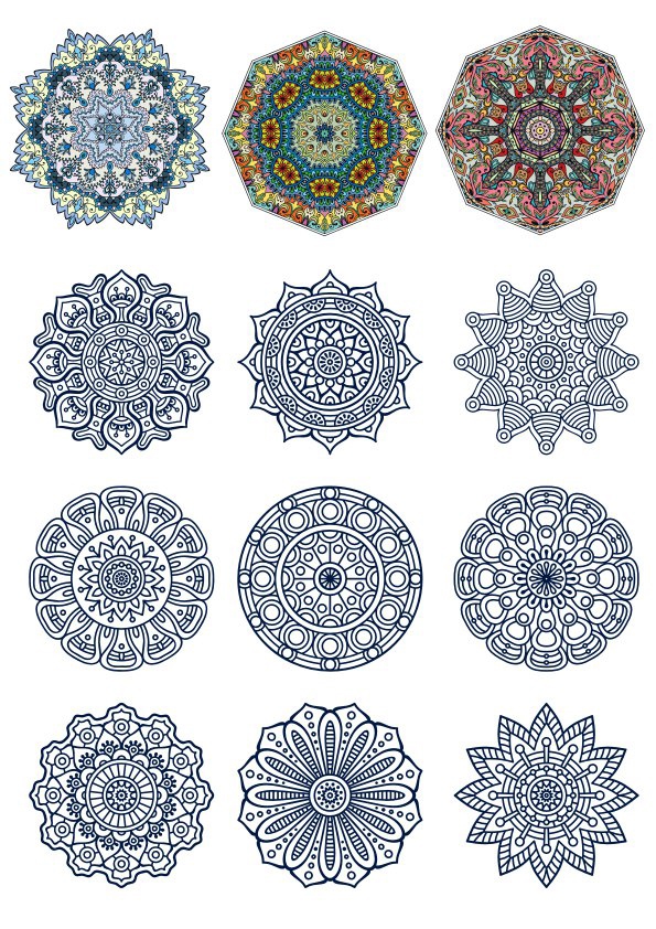 طرح دایره‌ای طرح ماندالا (چرخ هستی) مناسب برای استفاده در دستگاه های cnc چوب و cnc لیزر - doodle circular pattern design mandala cdr file