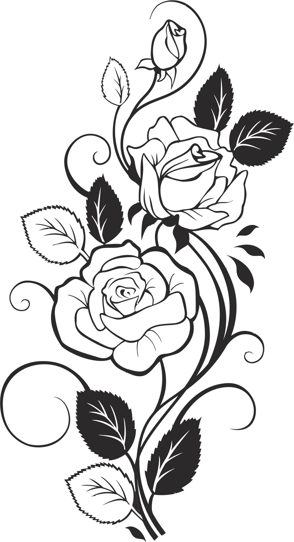 طرح وکتور گل رز سیاه و سفید مناسب برای استفاده در دستگاه های cnc چوب و cnc لیزر - black and white rose vector cdr file