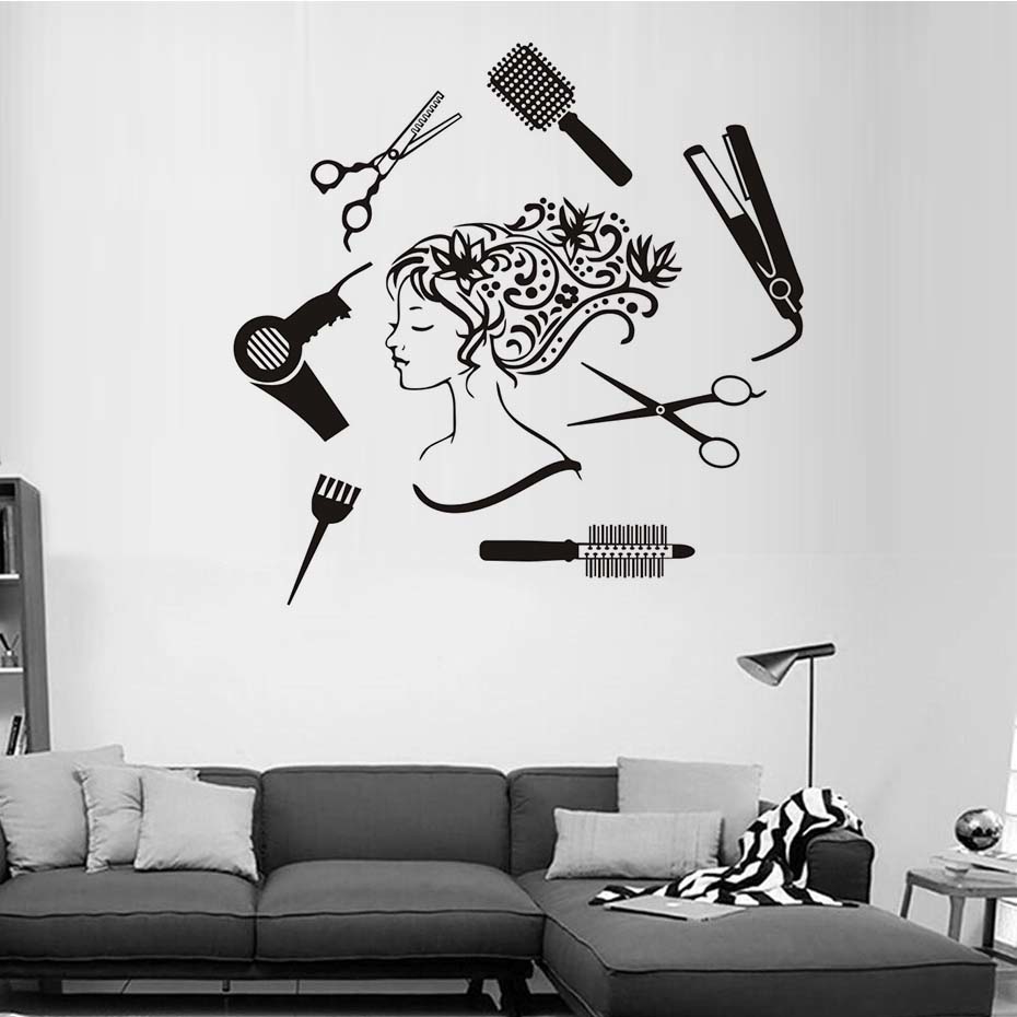 طرح دیواری دختر آرایشگاه زنانه مناسب برای استفاده در دستگاه های cnc چوب و cnc لیزر - hair salon girl wall art dxf file