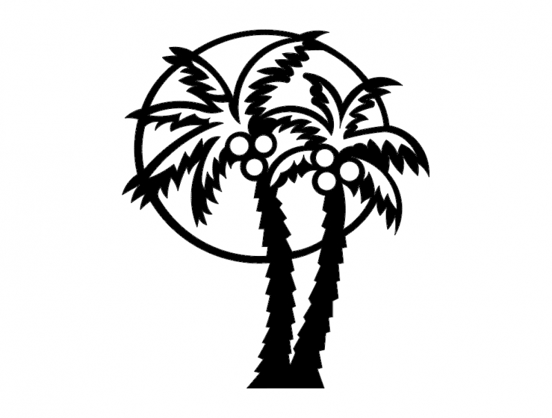 طرح درخت نخل مناسب برای استفاده در دستگاه های cnc چوب و cnc لیزر - palm tree dxf file