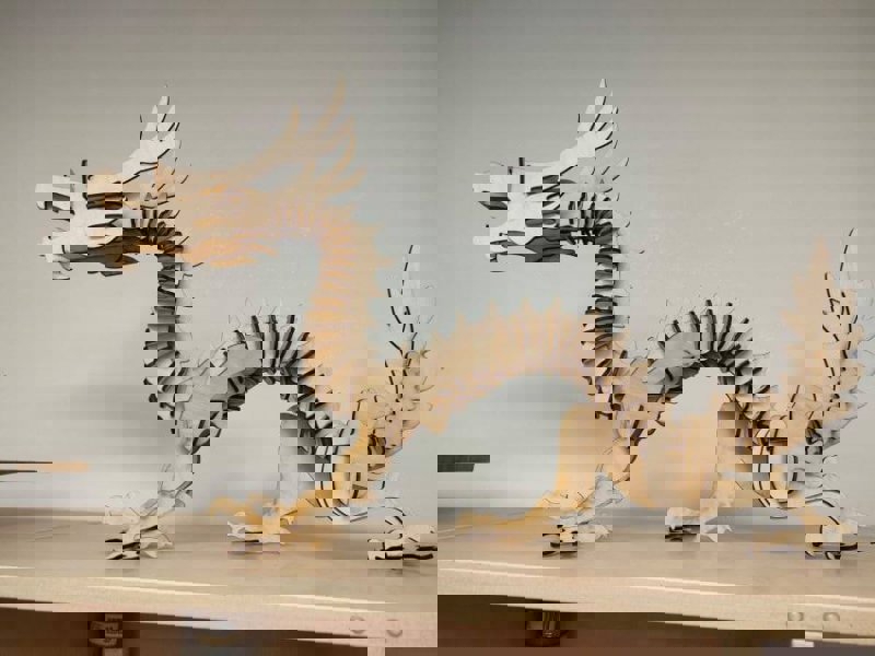 طرح پازل سه بعدی اژدها مناسب برای استفاده در دستگاه های cnc چوب و cnc لیزر - laser cut dragon 3d puzzle cdr file