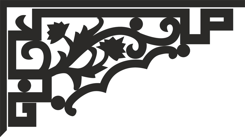 طرح گوشه گل تزئینی مناسب برای استفاده در دستگاه های cnc چوب و cnc لیزر - decorative floral corner dxf file