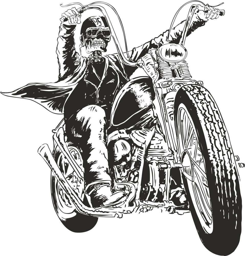 طرح وکتور جمجمه موتورسیکلت مناسب برای استفاده در دستگاه های cnc چوب و cnc لیزر - motorcycle vector skull cdr file