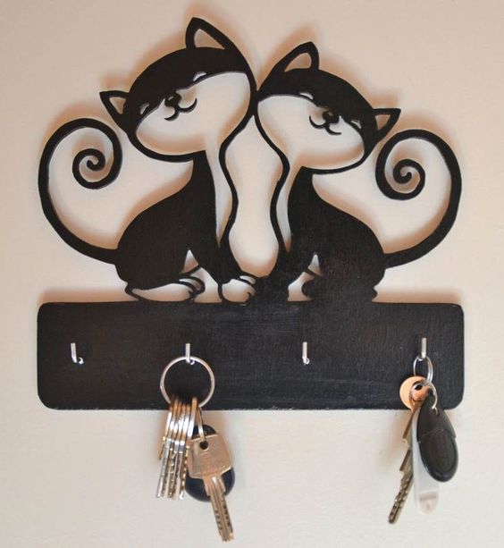 طرح جاکلیدی دیواری طرح خانه مناسب برای استفاده در دستگاه های cnc چوب و cnc لیزر - diy wall key holders cdr file