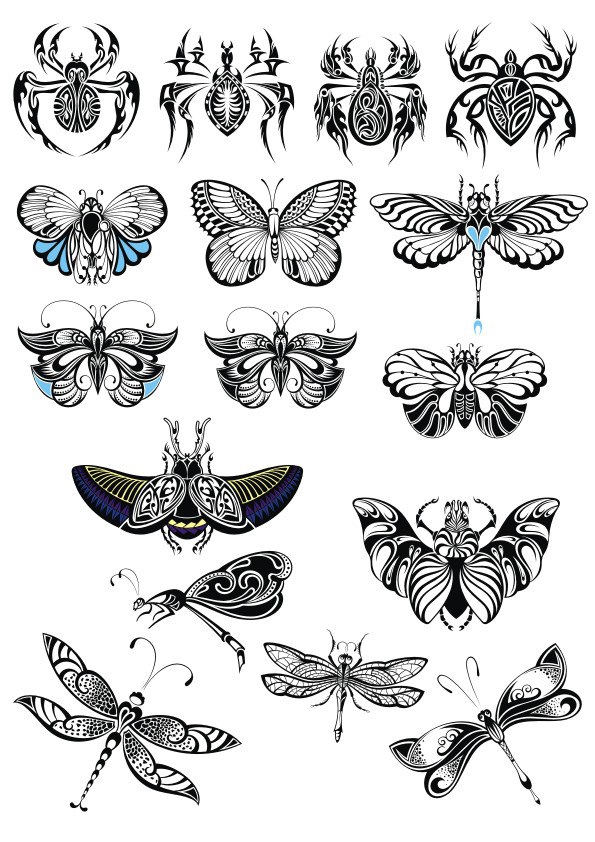 طرح فایل وکتور مجموعه پروانه ها مناسب برای استفاده در دستگاه های cnc چوب و cnc لیزر - butterfly collection vector set cdr file