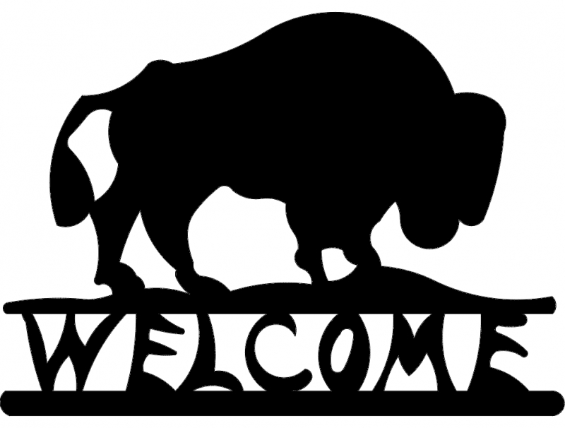 طرح خوشامدگویی بوفالو مناسب برای استفاده در دستگاه های cnc چوب و cnc لیزر - buffalo welcome dxf file