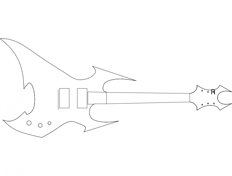طرح گیتار هیولا مناسب برای استفاده در دستگاه های cnc چوب و cnc لیزر - beast guitar dxf file