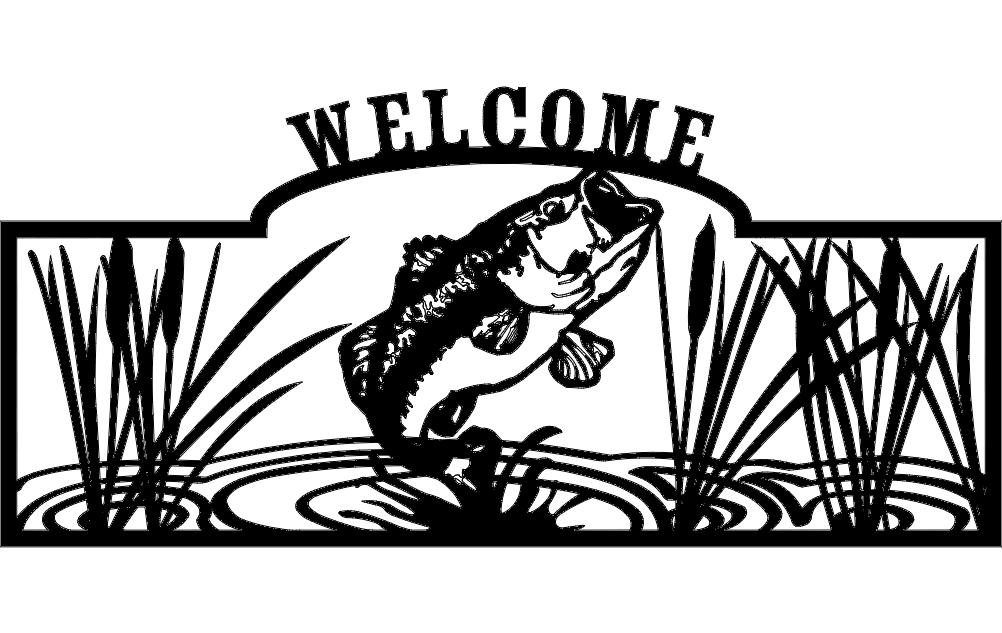 طرح تابلوی خوشامدگویی مناسب برای استفاده در دستگاه های cnc چوب و cnc لیزر - welcome sign dxf file