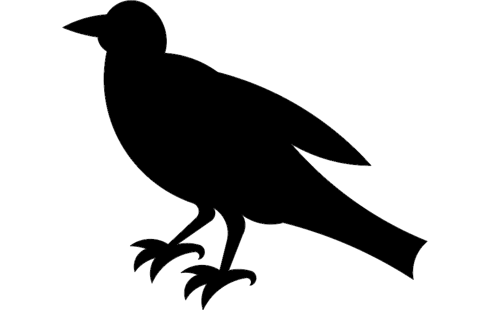 طرح سیلوئت کلاغ مناسب برای استفاده در دستگاه های cnc چوب و cnc لیزر - crow silhouette dxf file