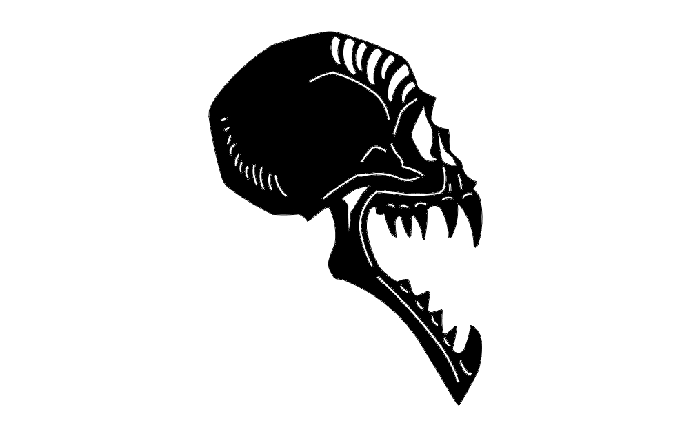 طرح نمای جانبی جمجمه مناسب برای استفاده در دستگاه های cnc چوب و cnc لیزر - skull side view dxf file