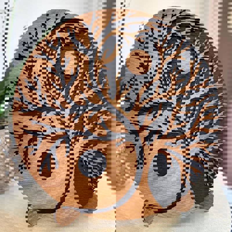 طرح دکور درخت چوبی رومیزی مناسب برای استفاده در دستگاه های cnc چوب و cnc لیزر - laser cut tabletop wooden tree decor