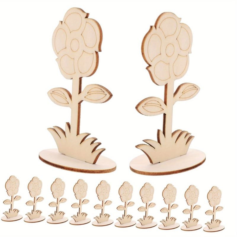 طرح گل‌های چوبی DIY برای مهمانی نقاشی مناسب برای استفاده در دستگاه های cnc چوب و cnc لیزر - laser cut diy wooden flowers for painting party