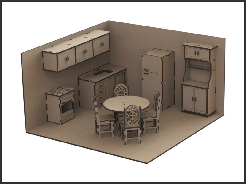 طرح مبلمان عروسک چوبی مناسب برای استفاده در دستگاه های cnc چوب و cnc لیزر - laser cut wooden doll furniture