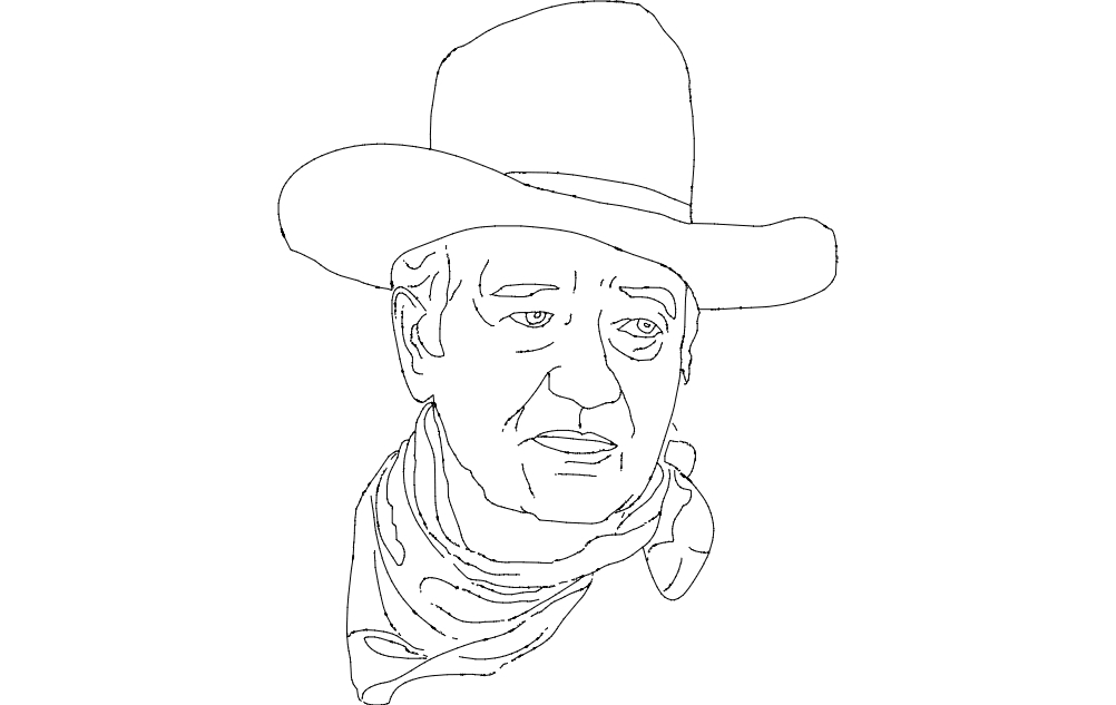 طرح جان وین مناسب برای استفاده در دستگاه های cnc چوب و cnc لیزر - john wayne dxf file