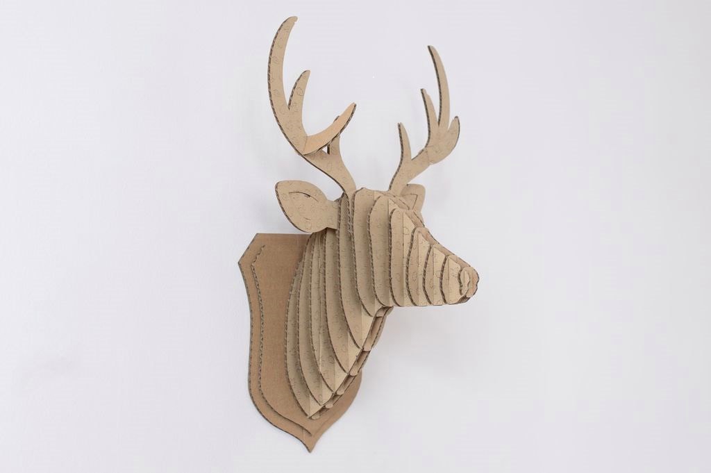 طرح آویز دیواری مقوایی طرح سر گوزن مناسب برای استفاده در دستگاه های cnc چوب و cnc لیزر - laser cut cardboard deer head wall hanging cdr file