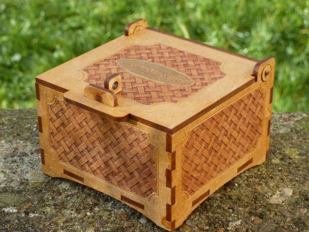 طرح فایل لایه باز طرح جعبه سبد . مناسب برای استفاده در دستگاه های cnc چوب و cnc لیزر - basket box laser cut template eps file