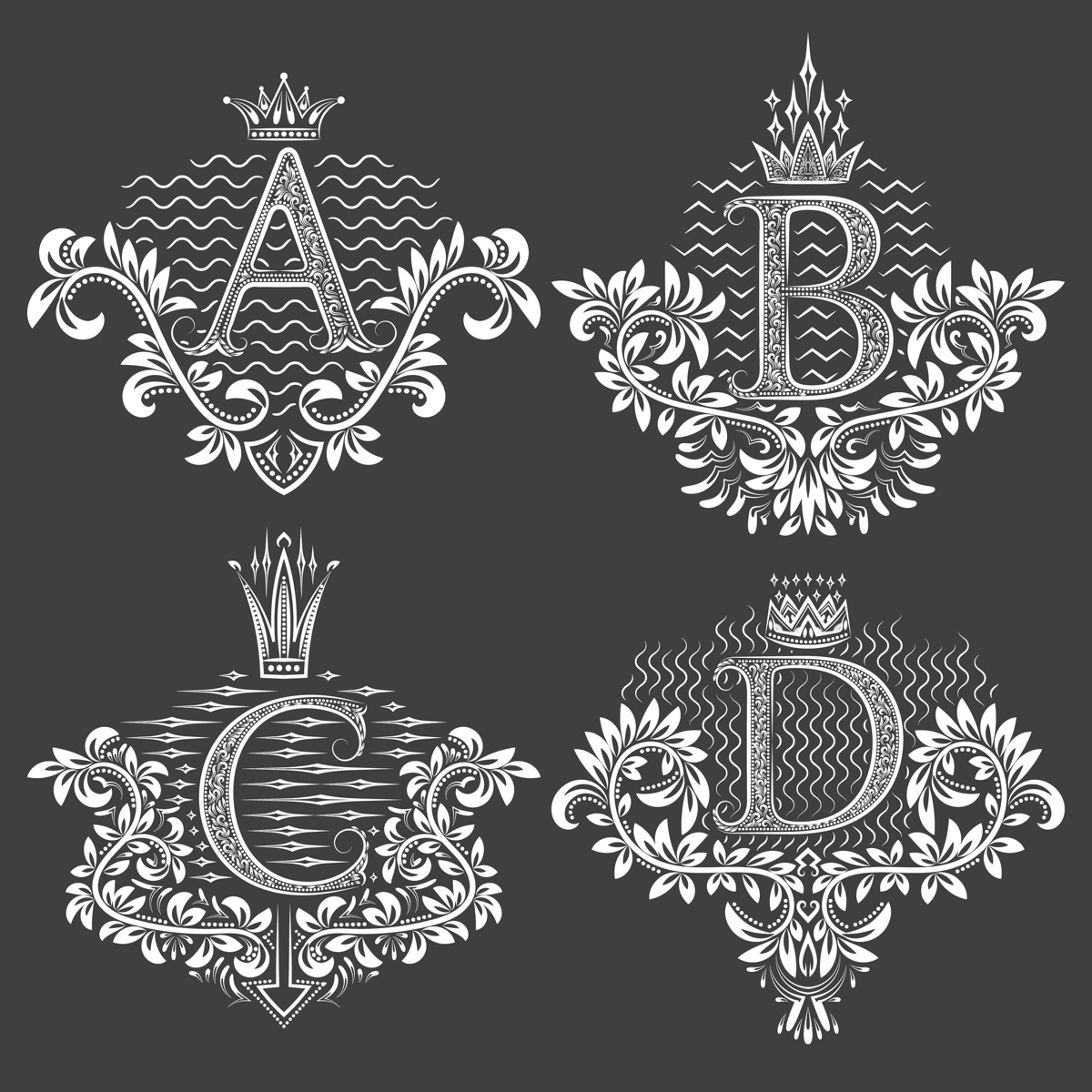 طرح حروف زیور زیبا مناسب برای استفاده در دستگاه های cnc چوب و cnc لیزر - beautiful ornament letters eps file