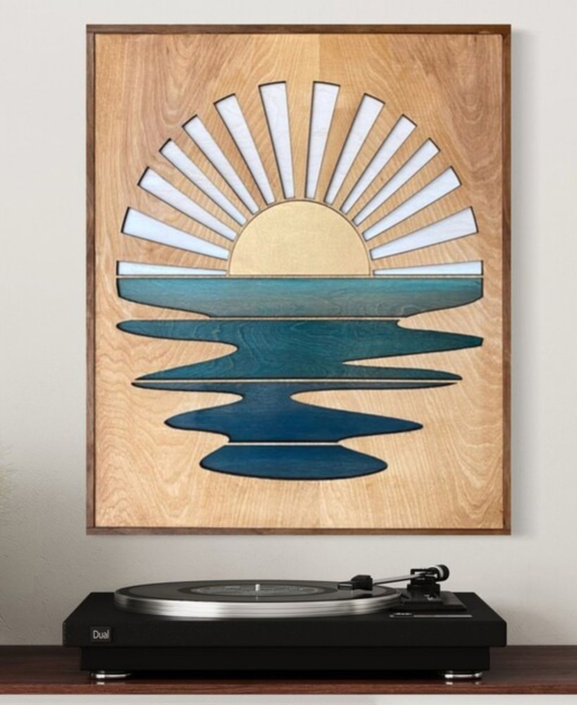 طرح تابلو چوبی خورشید مناسب برای استفاده در دستگاه های cnc چوب و cnc لیزر - laser cut sun wooden wall decor cdr file