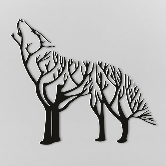طرح گرگ برای دکور دیوار مناسب برای استفاده در دستگاه های cnc چوب و cnc لیزر - laser cut wolf wall decor cdr file