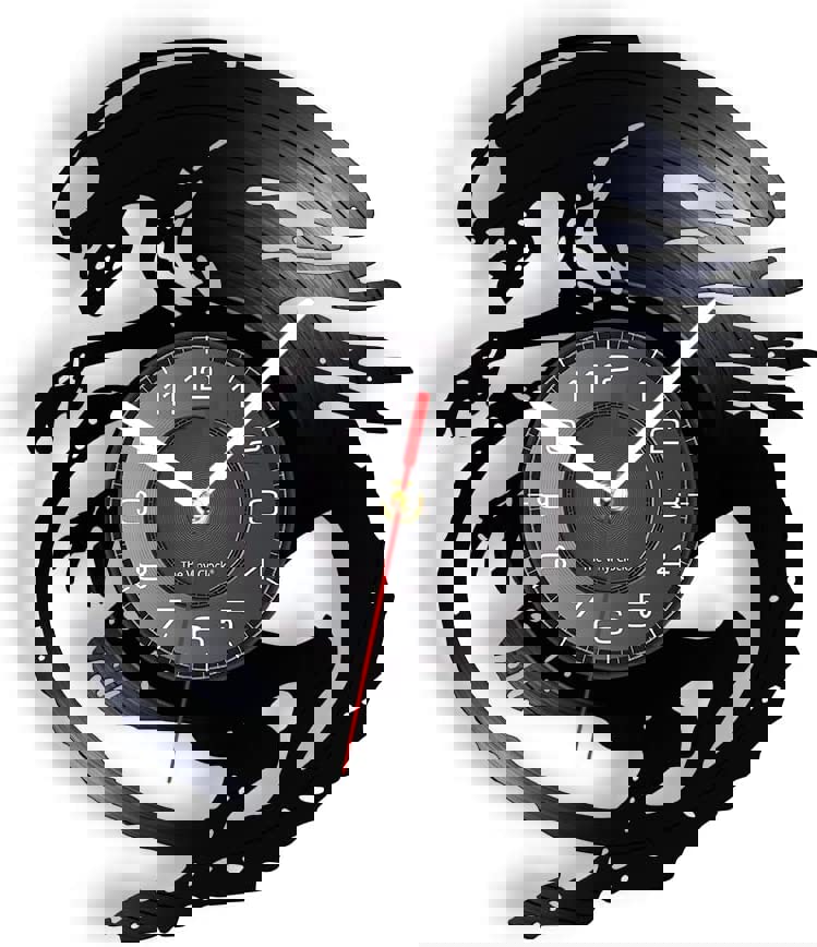 طرح ساعت دیواری وینیل طرح بیگانه مخصوص لیزر برش مناسب برای استفاده در دستگاه های cnc چوب و cnc لیزر - laser cut alien xenomorph vinyl wall clock cdr file