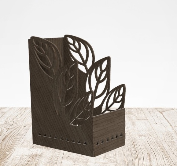 طرح جا مدادی چوبی طرح دار برای میز مناسب برای استفاده در دستگاه های cnc چوب و cnc لیزر - laser cut wood pencil holder for desk cdr file