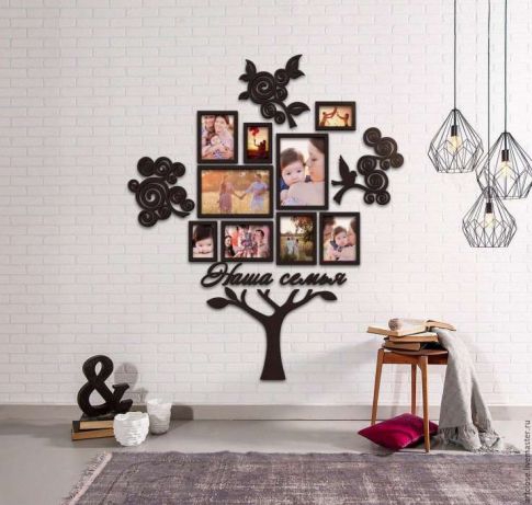 طرح قاب عکس درخت خانوادگی مناسب برای استفاده در دستگاه های cnc چوب و cnc لیزر - laser cut family tree picture frames cdr file