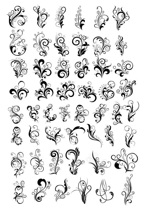 طرح فایل وکتور گل و بوته تزئینی مناسب برای استفاده در دستگاه های cnc چوب و cnc لیزر - floral swirl decorative vector set cdr file