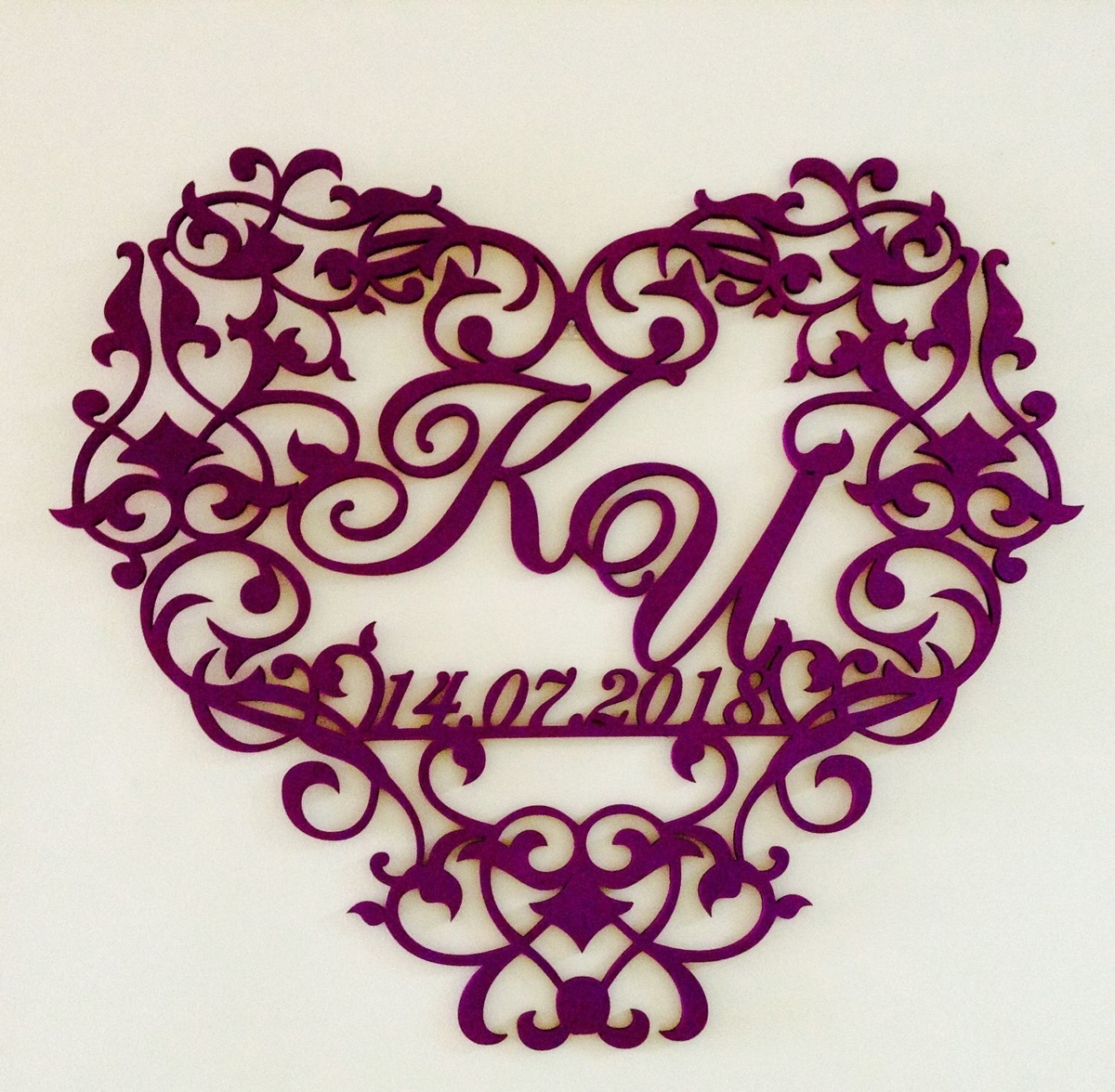 طرح مونوگرام قلب تزئینی عروسی مناسب برای استفاده در دستگاه های cnc چوب و cnc لیزر - laser cut decorative heart wedding monogram cdr file