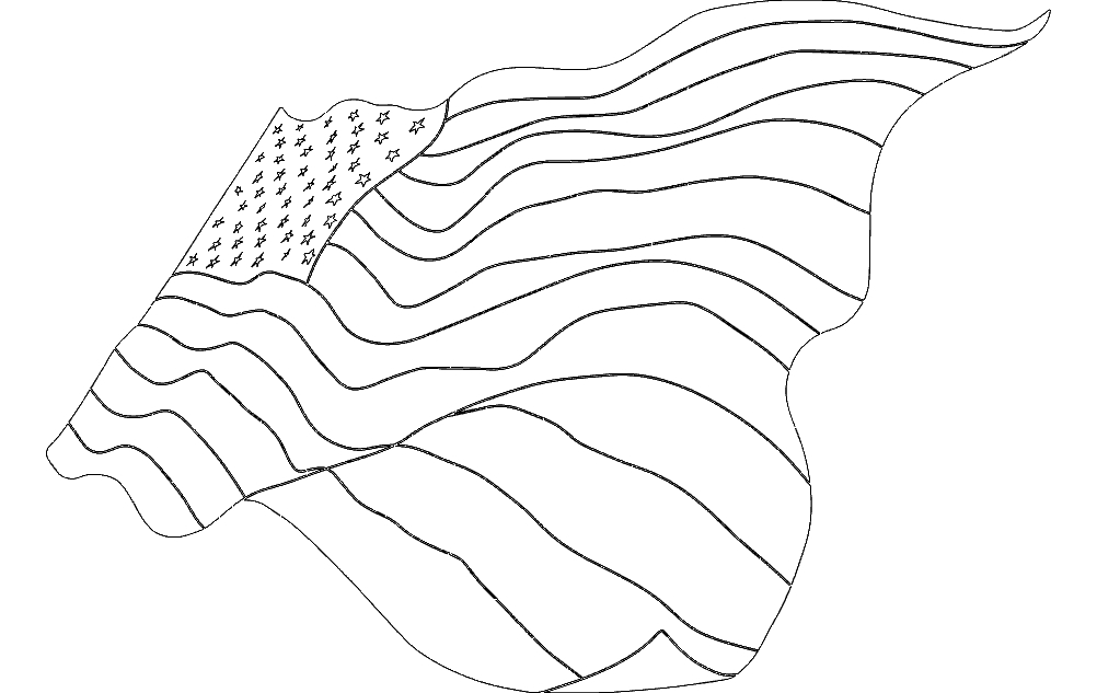 طرح پرچم آمریکا مناسب برای استفاده در دستگاه های cnc چوب و cnc لیزر - american flag dxf file