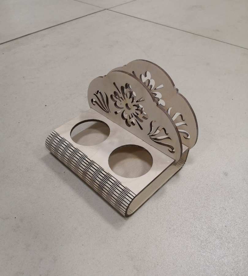 طرح جا دستمال سفره به همراه جا لیوانی ( ) مناسب برای استفاده در دستگاه های cnc چوب و cnc لیزر - laser cut napkin stand with cup holder cdr file