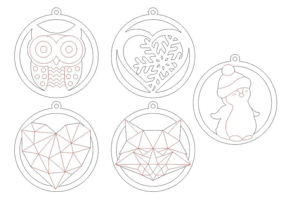 طرح اسباب بازی های زیبای کریسمس مناسب برای استفاده در دستگاه های cnc چوب و cnc لیزر - laser cut christmas beautiful toys cdr file