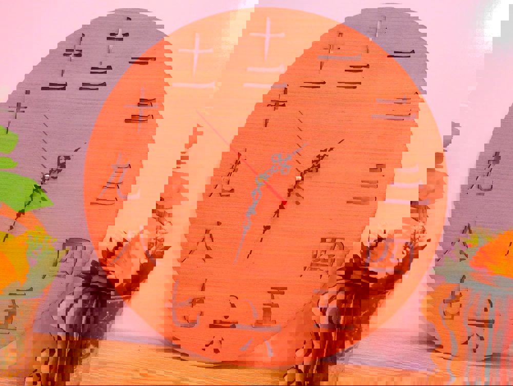 طرح ساعت دیواری طرح اعداد چینی مناسب برای استفاده در دستگاه های cnc چوب و cnc لیزر - laser cut chinese numbers wall clock dxf file